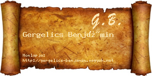 Gergelics Benjámin névjegykártya